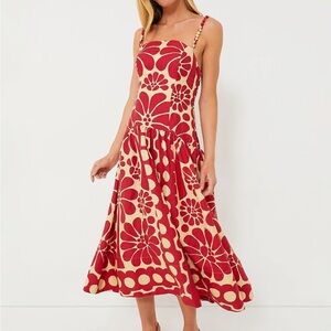 FARM Rio Palermo Red Sleeveless Midi Dress